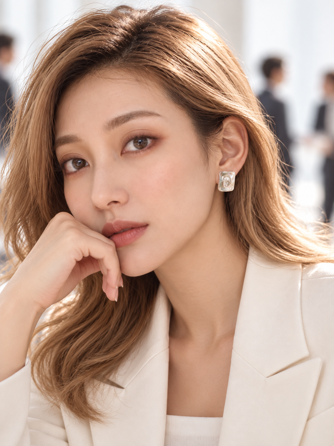 長方形巴洛克天然珍珠耳針｜Rectangular Baroque Pearl Stud Earrings
