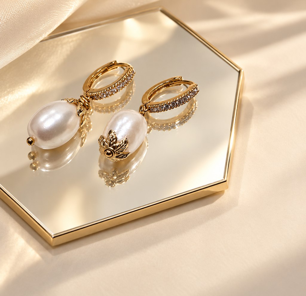 Classic Pearl Earrings CP-01 - product detail view