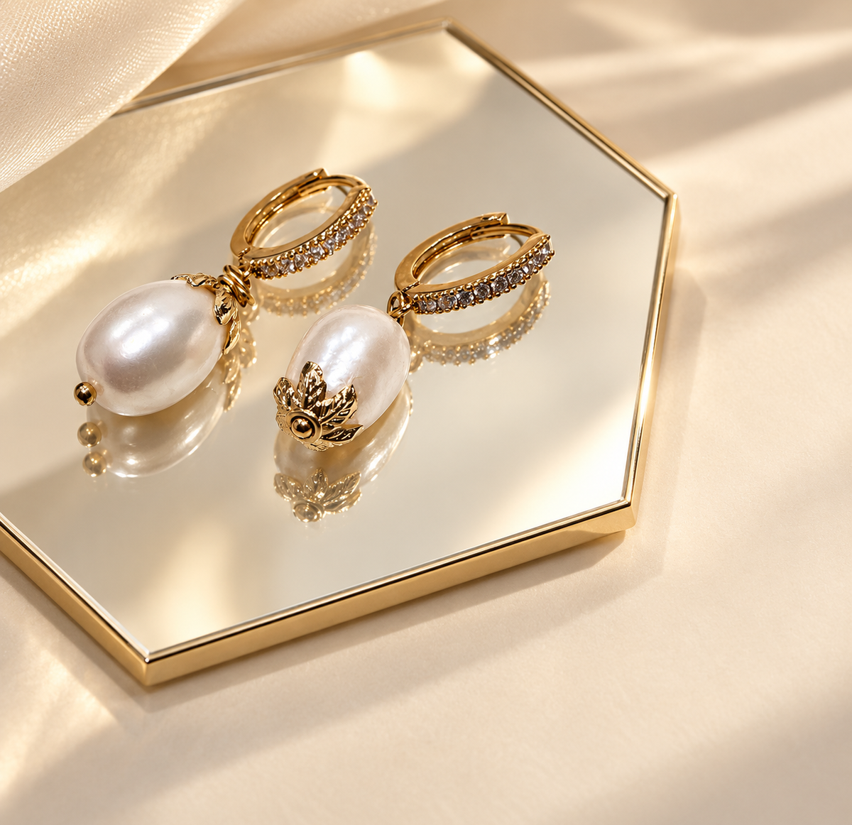 Classic Pearl Earrings CP-01 - product detail view