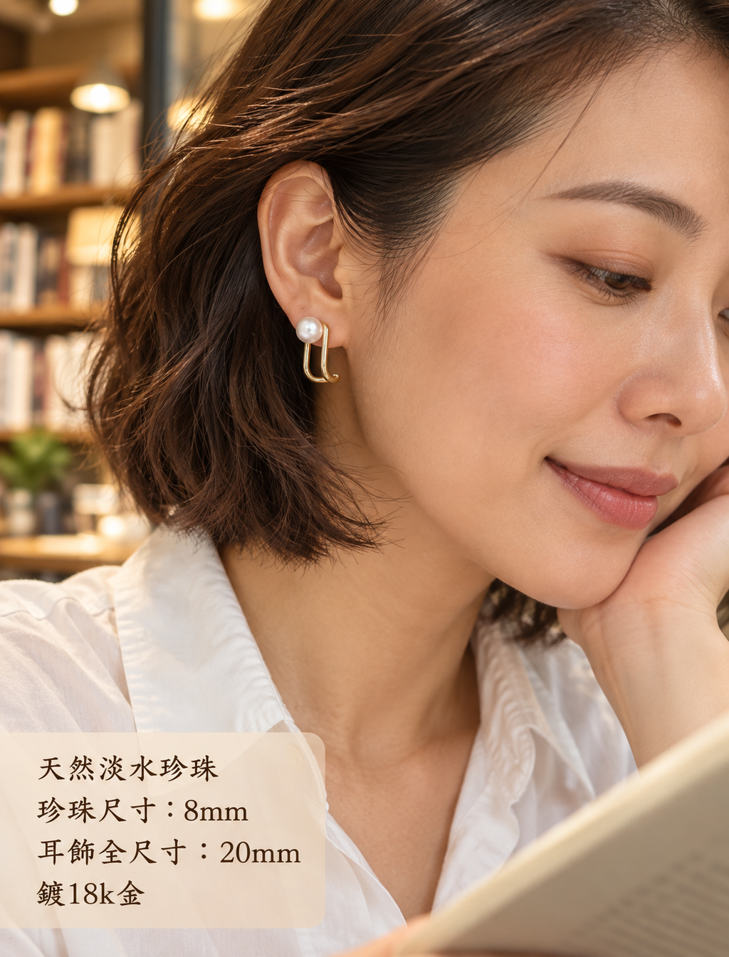 Chic波浪金框耳環