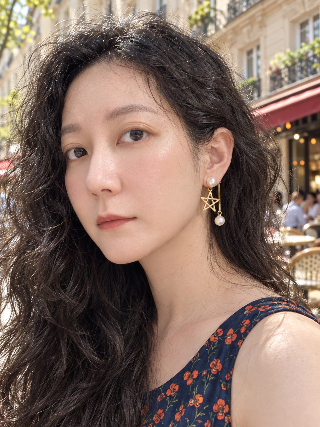 Multiple Combinations Earrings M-01 - model wearing gold bar style