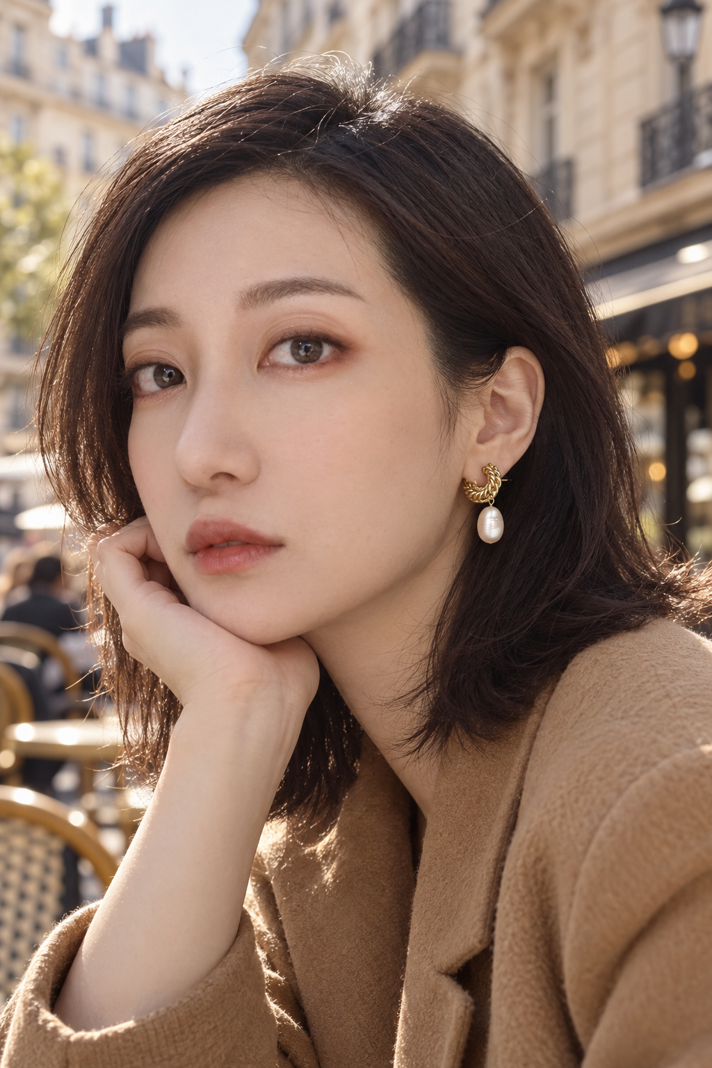 Old Money Design Earrings OM-02 - model wearing side profile