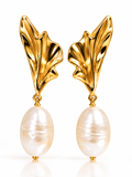 摺紙金耳托珍珠耳環 Origami Pearl Earrings