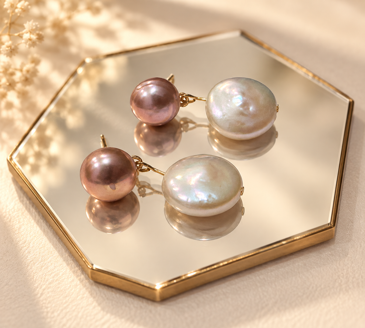 Classic Pearl Earrings CP-02 - model wearing front view